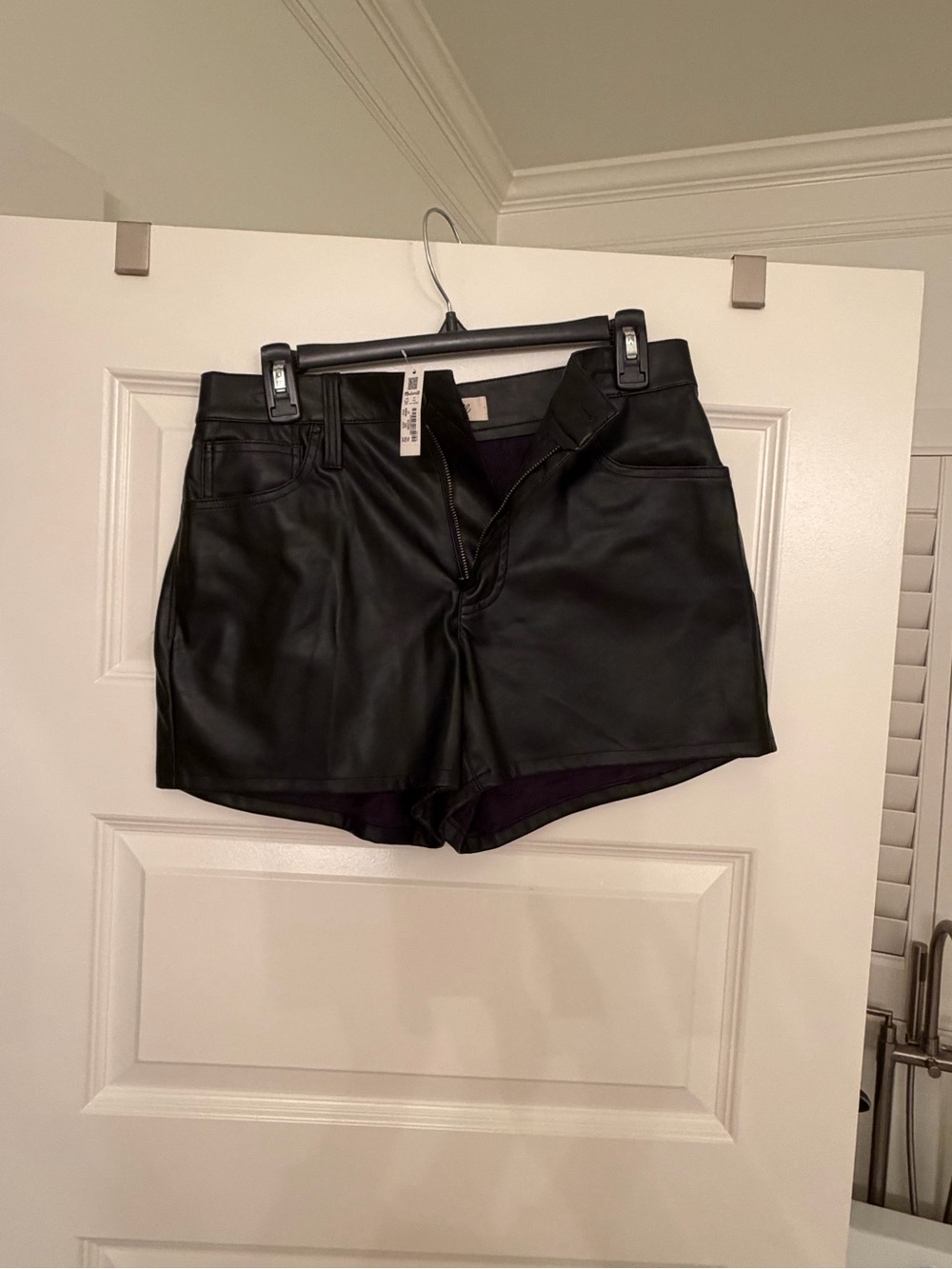 Madewell Black High-Waist Vegan Leather Shorts